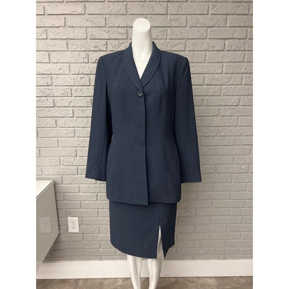 Kasper for A.S.L. Women Blue Career Suit Set Size 6